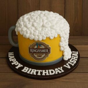 Beer Mug Cake – Kingfisher Theme Birthday Cake