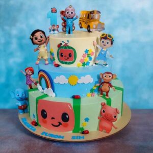Cocomelon Theme Birthday Cake