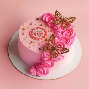 Pink Butterfly Rose Cake