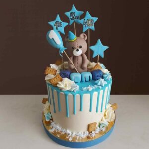 Blue Teddy Theme Cake