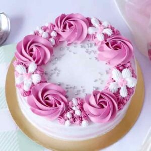 Pink Rose Floral Cake